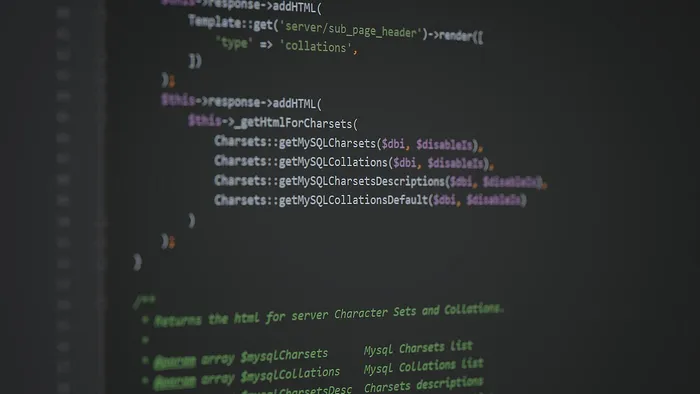 Código PHP real en pantalla, estilo bokeh